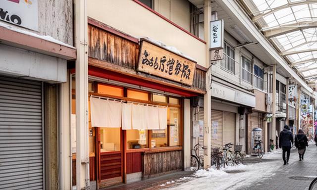 新井駅周辺の商店街にある定食店の外観