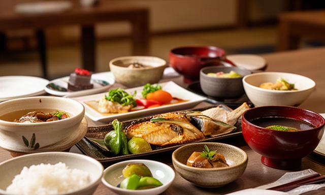 妙高市街の割烹店で季節の新潟料理を盛り付けた食卓